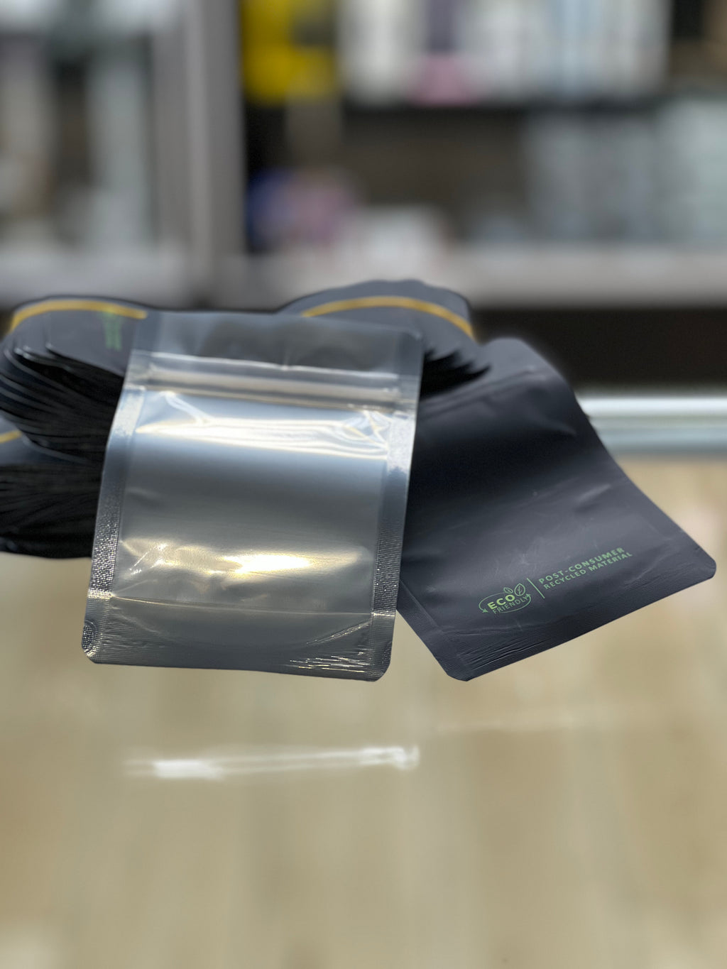 1/8 Black Mylar Bags 100ct