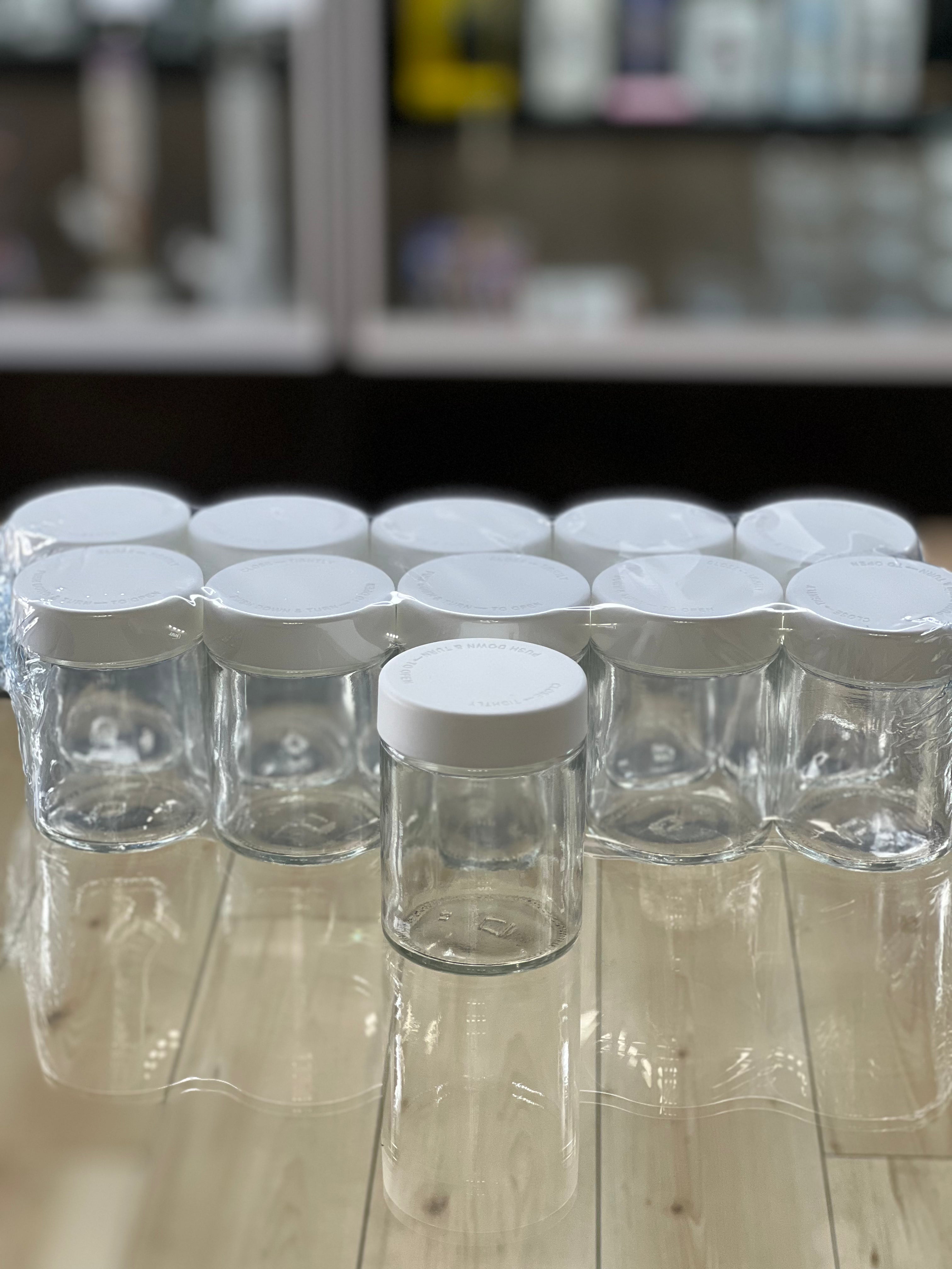 4oz Clear Glass Jars White Lid 10pk
