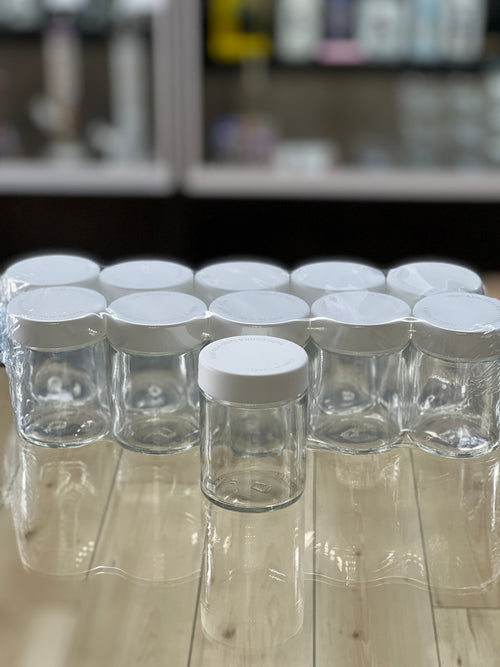 4oz Clear Glass Jars White Lid 10pk