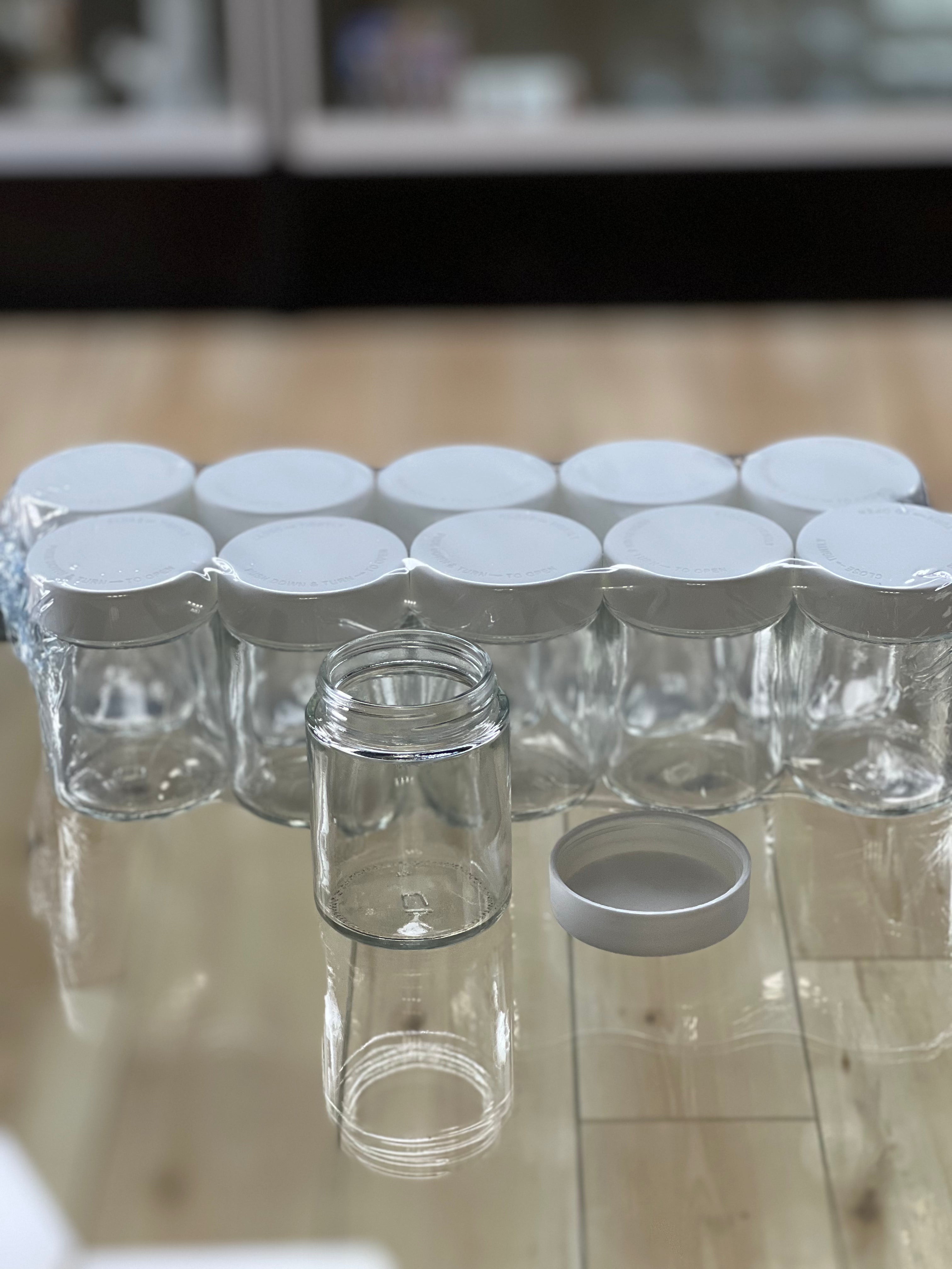 4oz Clear Glass Jars White Lid 10pk