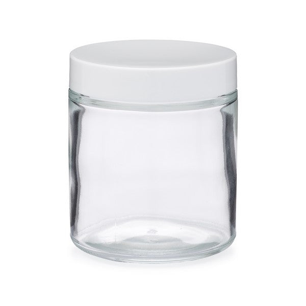 4oz Clear Glass Jars White Lid 10pk