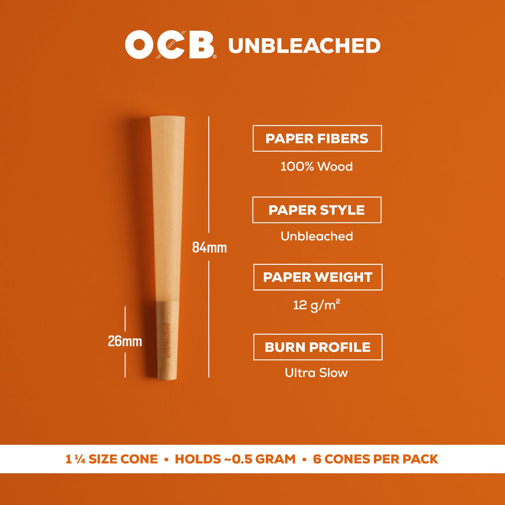 OCB 1 1/4 Unbleached Cones 50pk