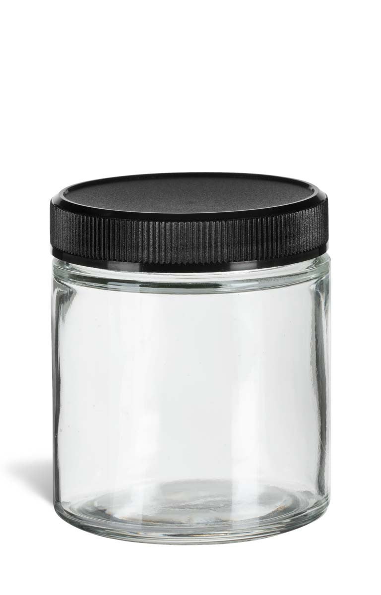 4oz Clear Glass Jars Black Lid 10pk