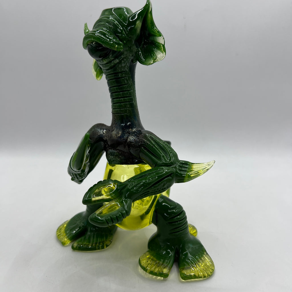 Angled collector view of Merc Glass Alien Creature dab rig