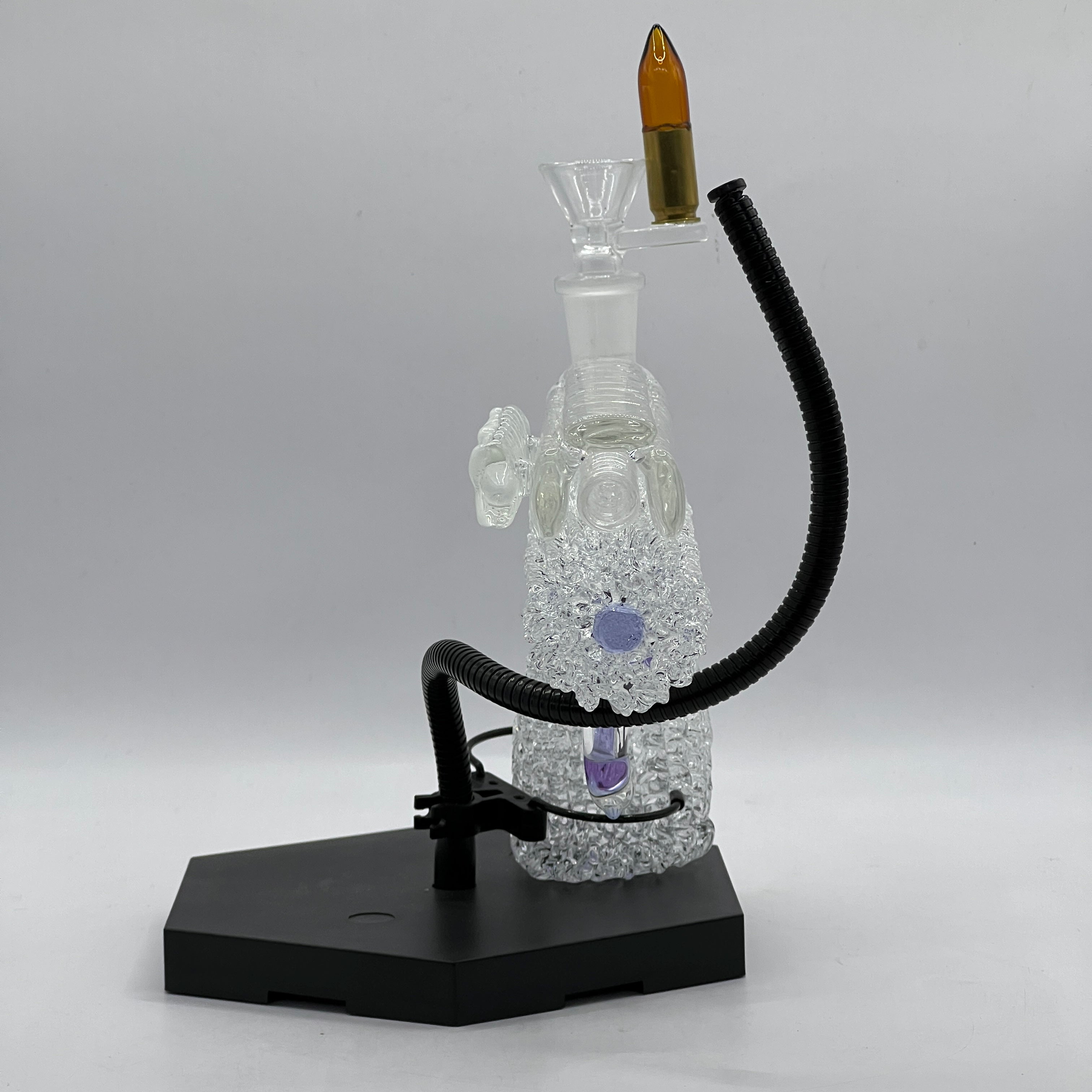 Front view of OTG Glass .45 caliber collector pipe highlighting barrel opening, textured frame, and custom cartridge bowl.