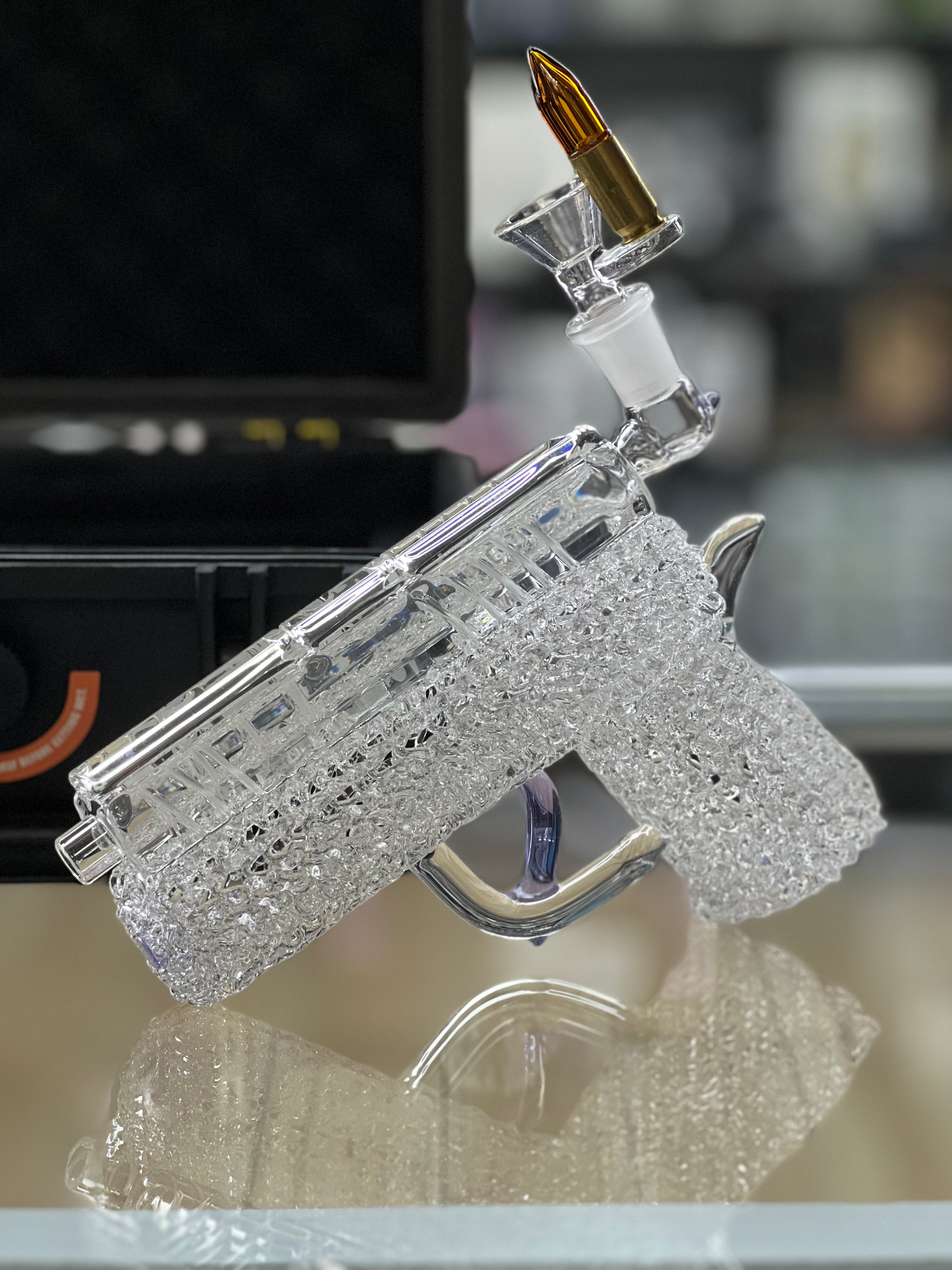 OTG Glass handgun pipe with bullet bowl detail