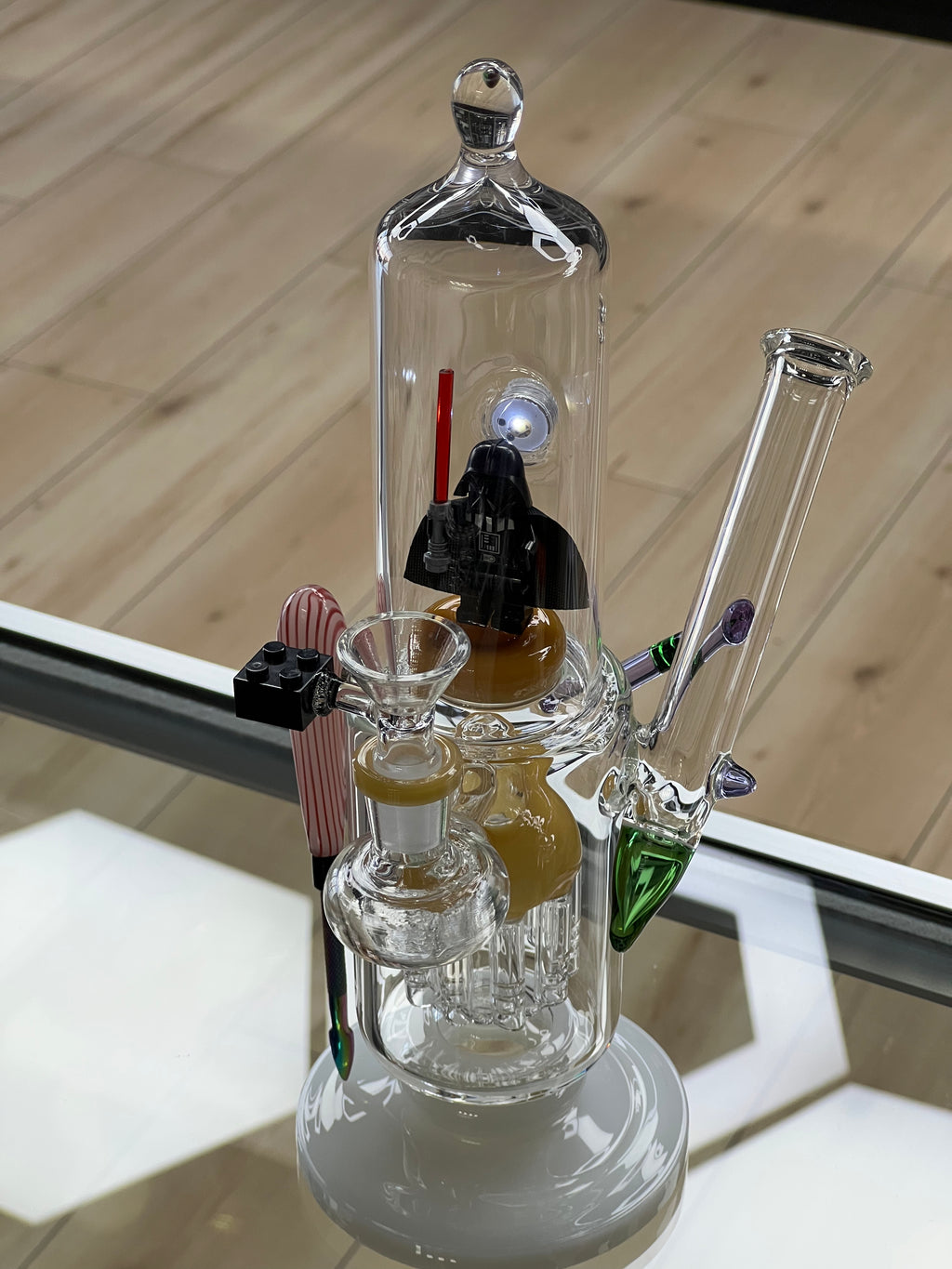 otg glass darth vader water pipe displayed at hex smoke shop