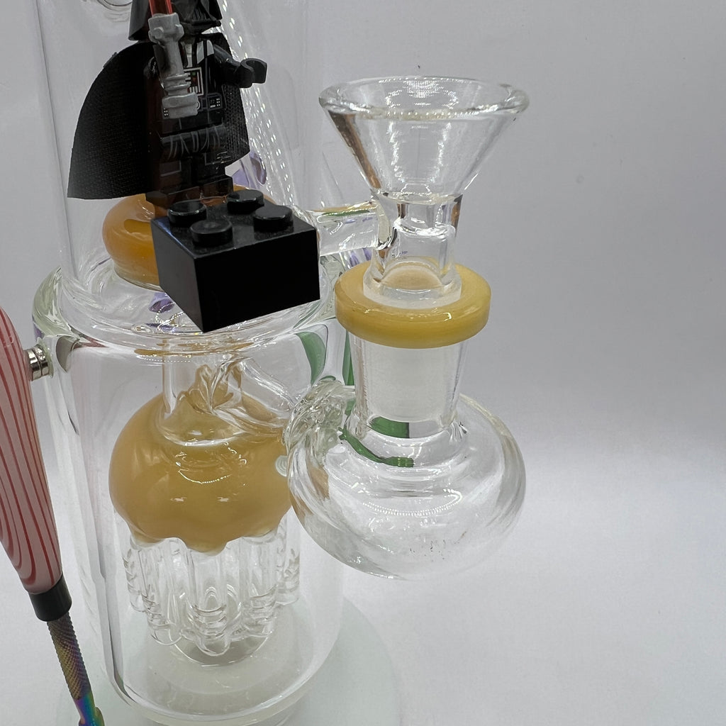 Close-up of custom LEGO-style bowl and amber accent on Darth Vader water pipe