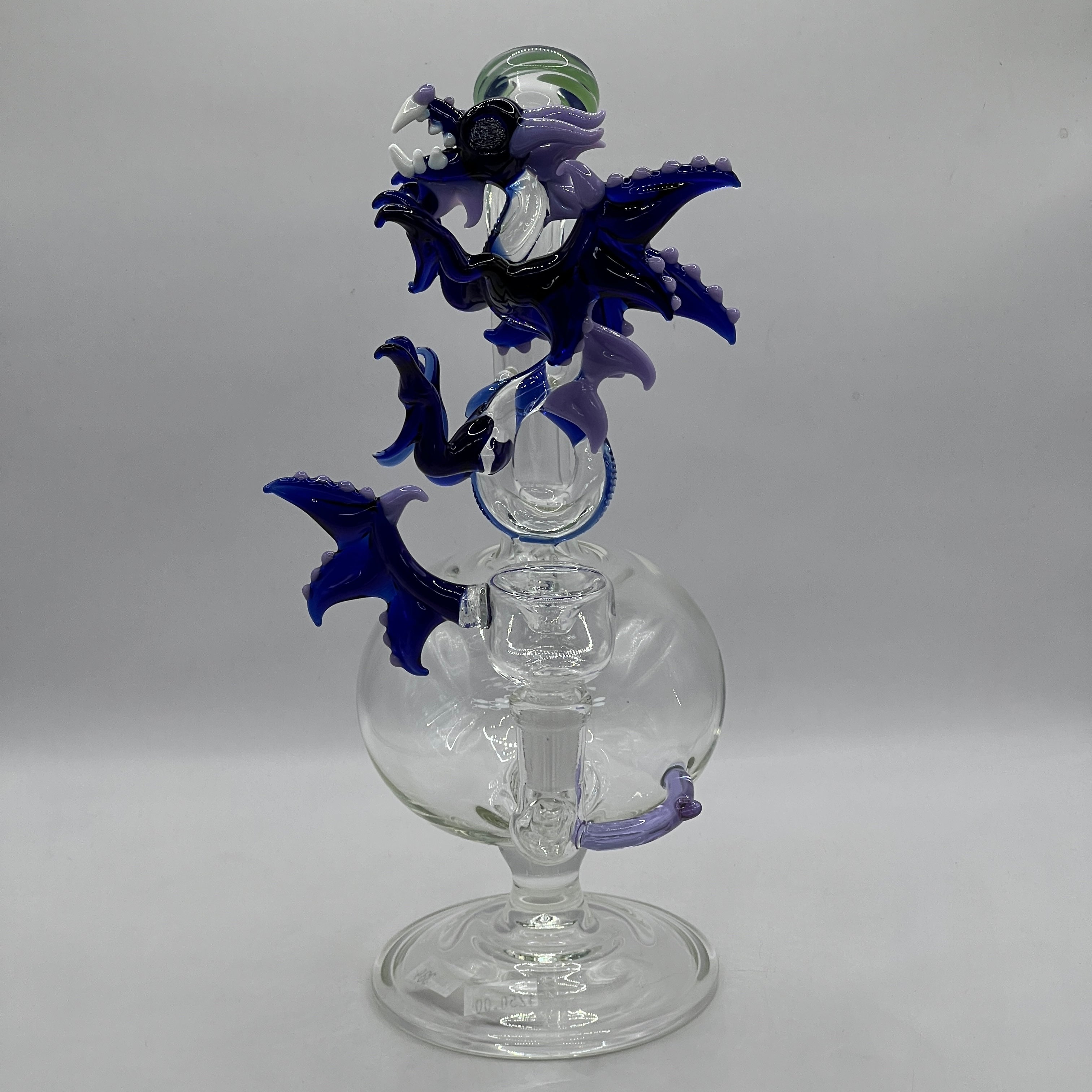 OTG Glass Dragon water pipe with handcrafted dragon sculpture and horizontal slitted diffuser