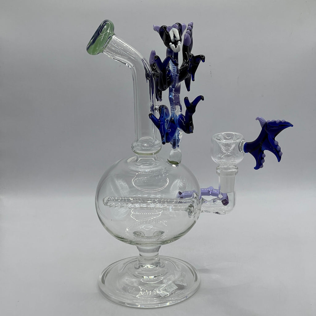 side view of OTG Glass Dragon bong with matching dragon wing bowl