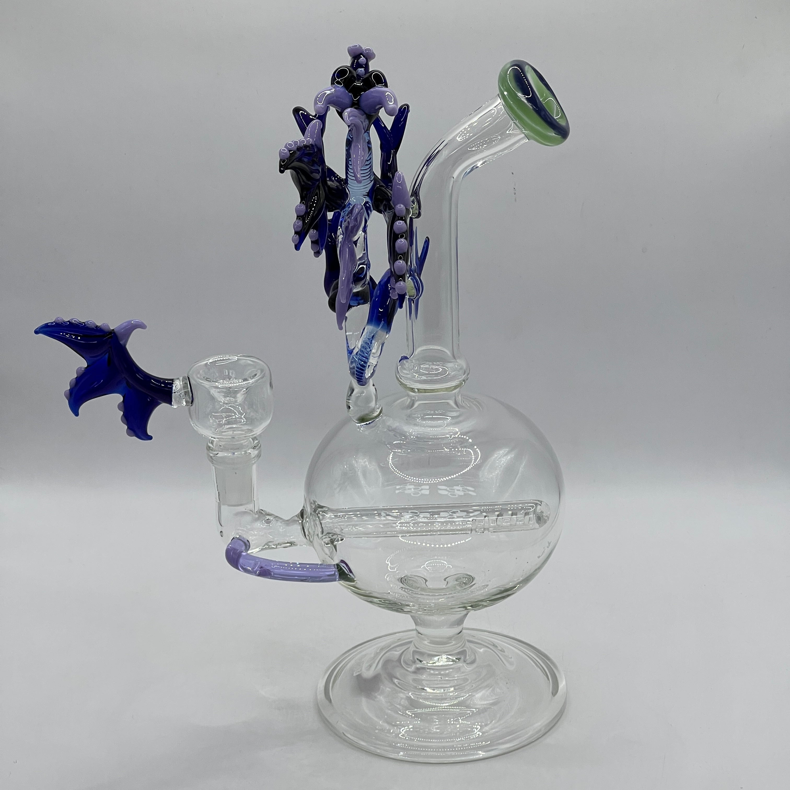 Premium handcrafted OTG Glass Dragon water pipe with goblet chamber and fantasy dragon sculpture