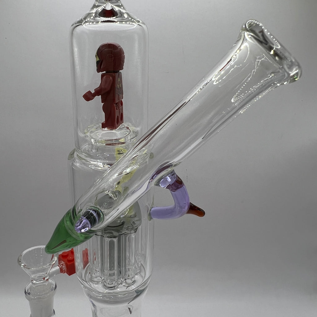 mouthpiece of OTG Glass Iron Man collector water pipe with dual percolators