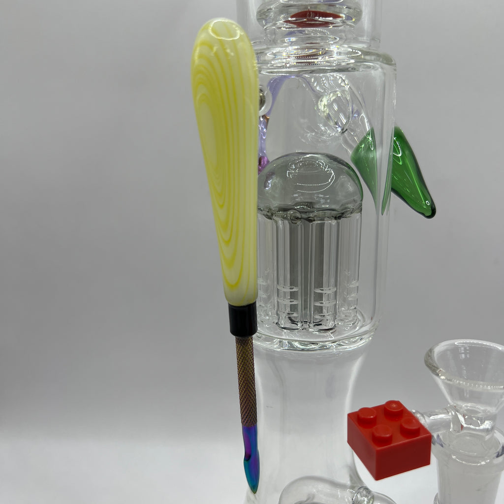 Close-up of magnetic steel tool attached to Iron Man water pipe