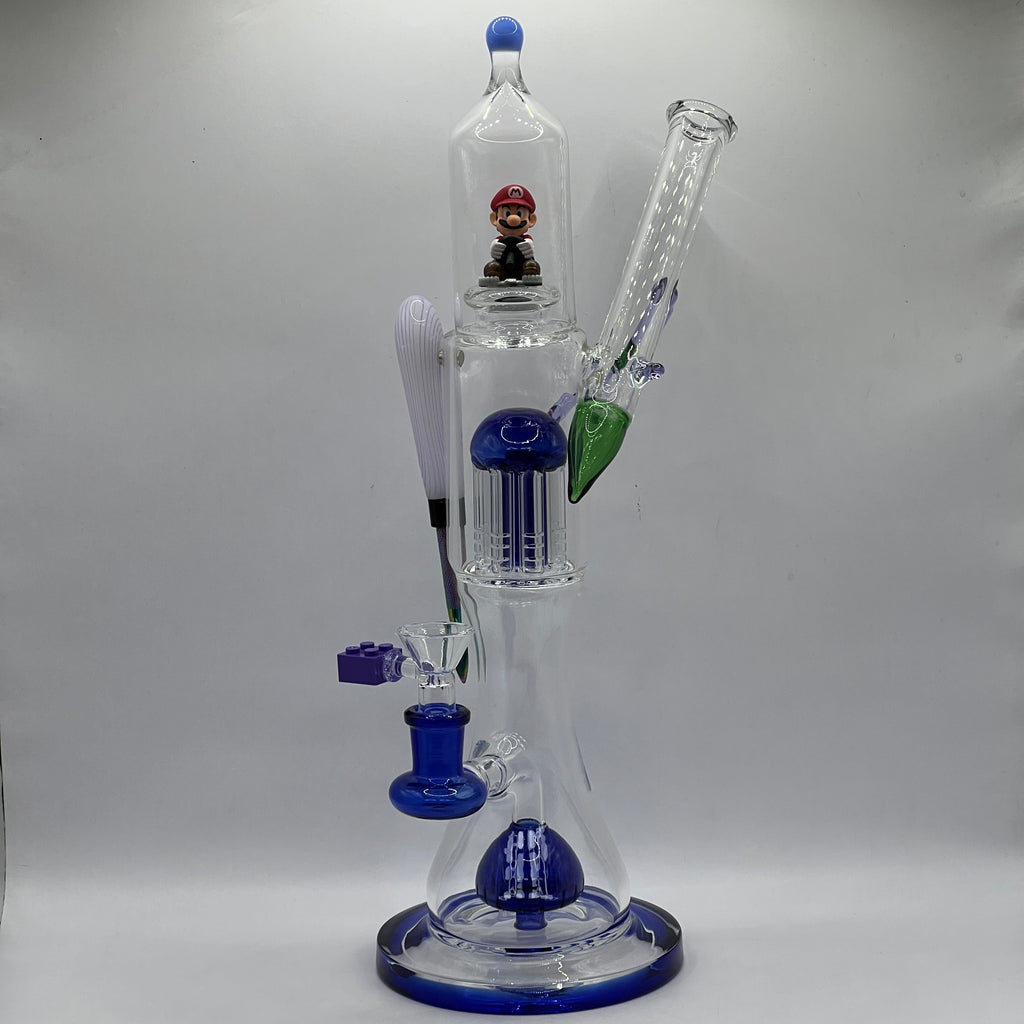 OTG Glass Mario collector water pipe with dual percolators and custom accessories