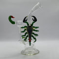 OTG Glass handcrafted scorpion water pipe with dual chamber filtration and sculpted green scorpion