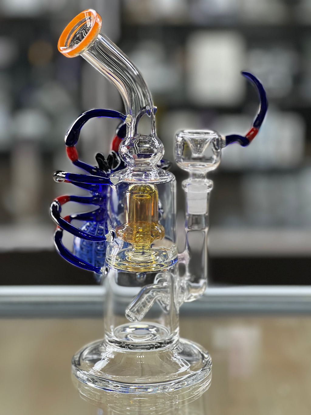otg glass spider water pipe angled pic at hex smoke shop
