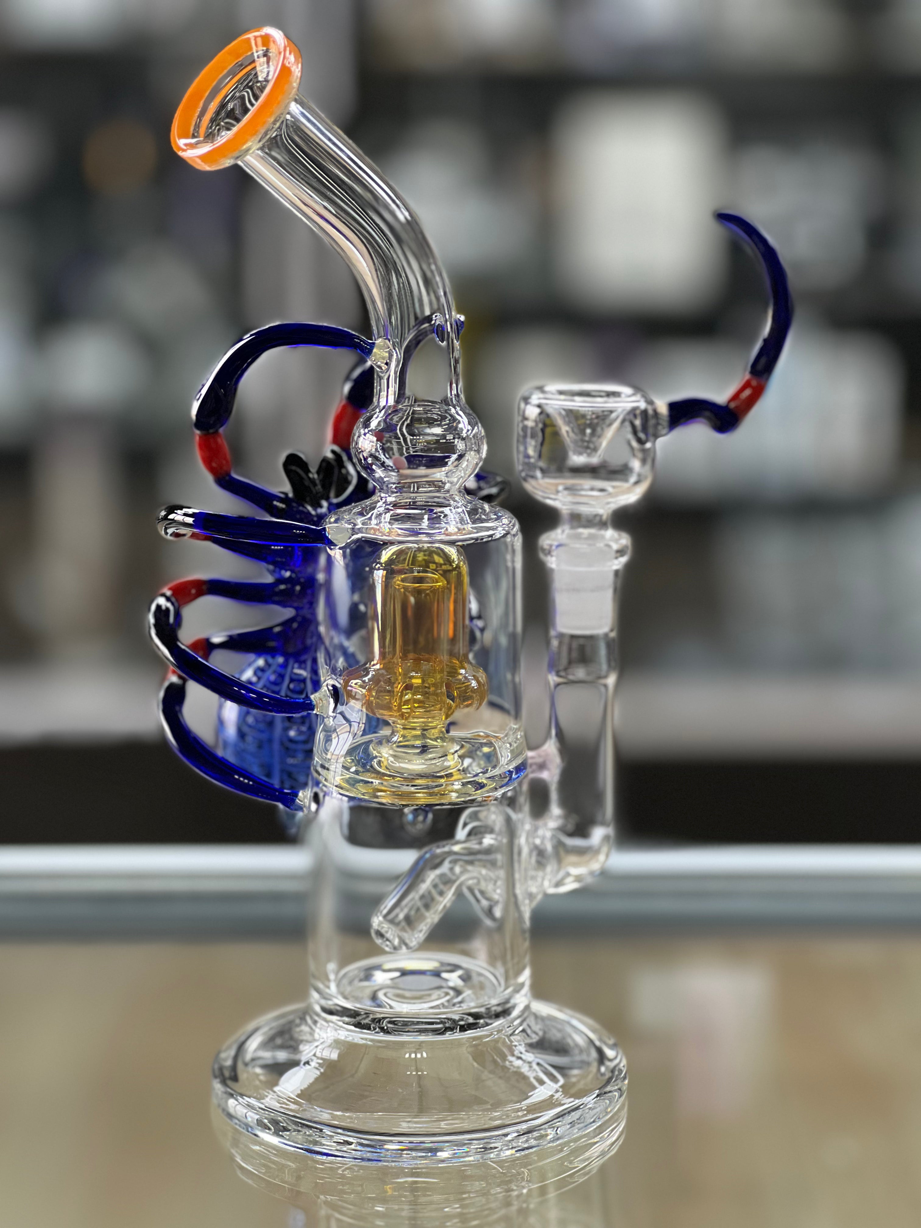 otg glass spider water pipe angled pic at hex smoke shop