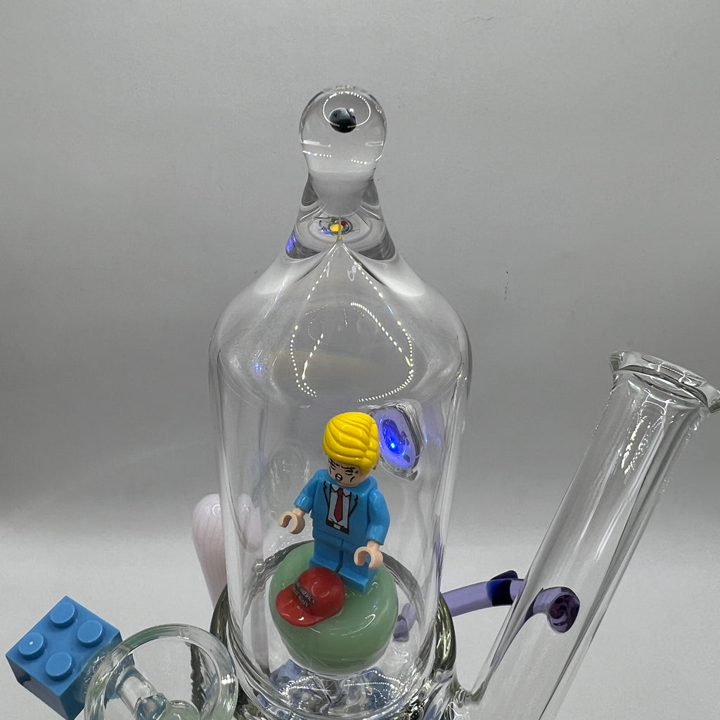 Top angled view of the opal accent and illuminated display chamber and character figurine