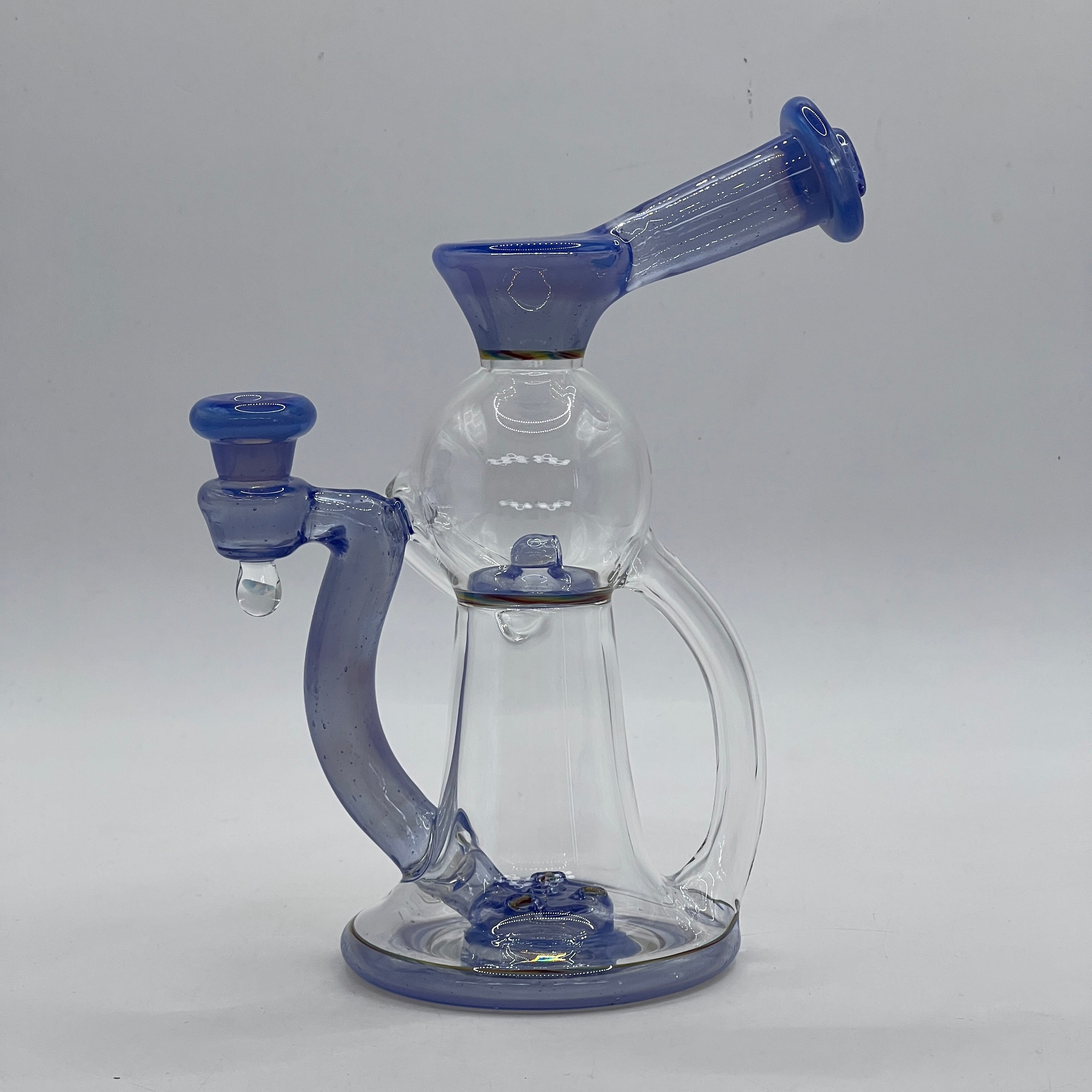 Side profile of OM Glass Waterslide Recycler dab rig